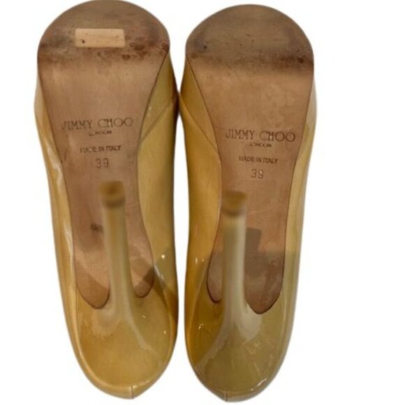 Jimmy Choo Light Mustard Patent Leather Cosmic Platform Pumps – Size 9 US - Picture 6 of 9